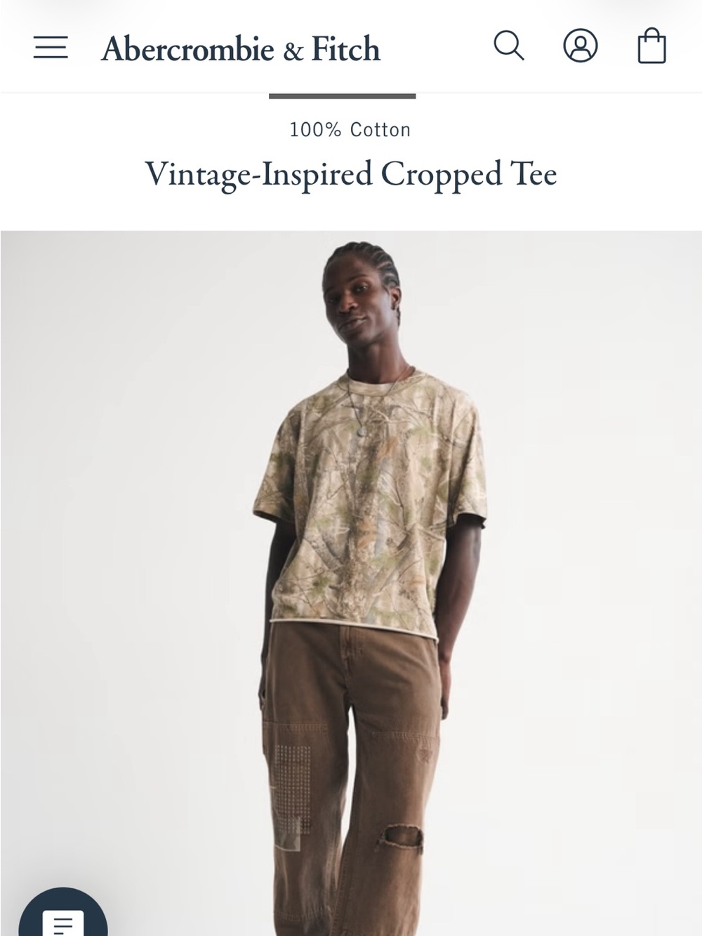 NWT Abercrombie SoftAF Cropped Tee RealTree Camo Large Streetwear Gorpcore